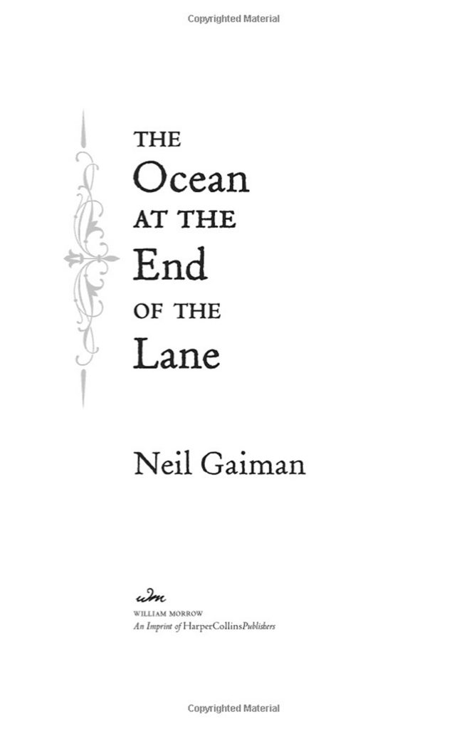 The Ocean at the End of the Lane Book Layout Design Sample