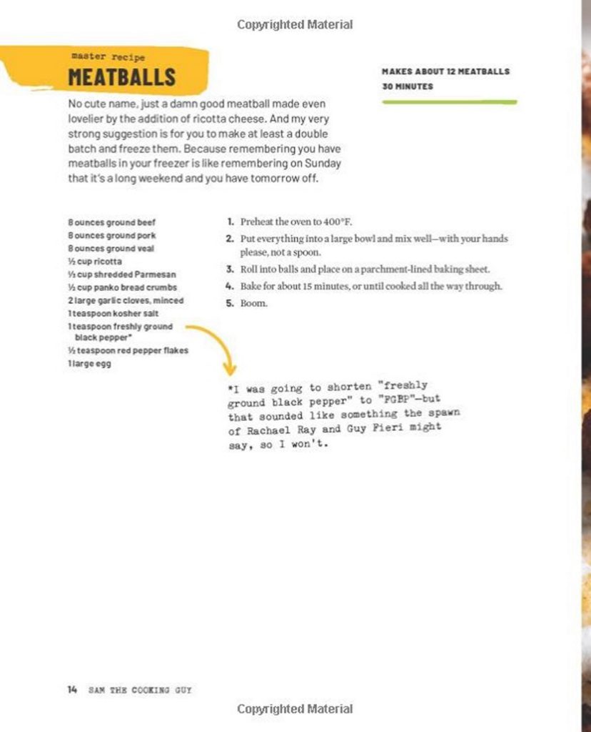 Cookbook layout design - "Sam the Cooking Guy" (paperback)